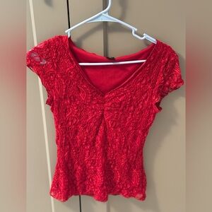 Wrapper Vibrant Red Lace Blouse